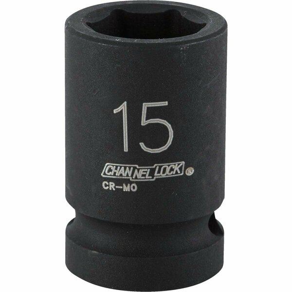 Channellock 1/2 In. Drive 15 mm 6-Point Shallow Metric Impact Socket 315036
